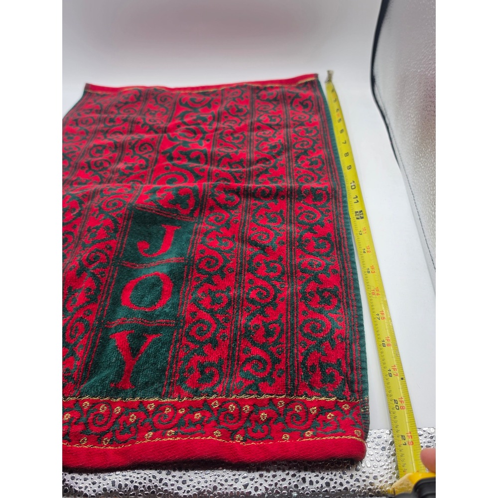 JCPenney Home Collection Christmas Joy Hand Towels Set of 2 Red Green Gold - Picture 4 of 9